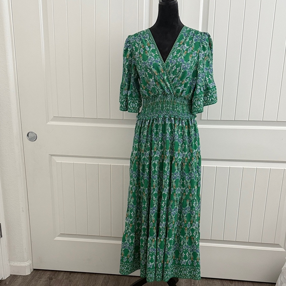 Max Studio Green Floral Midi Dress